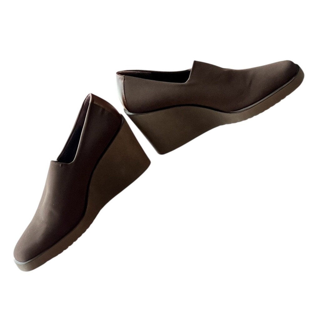 Donald J Pliner Brown Wedge Slip on‎ Shoes 8.5 Narrow Made in Spain Officewear